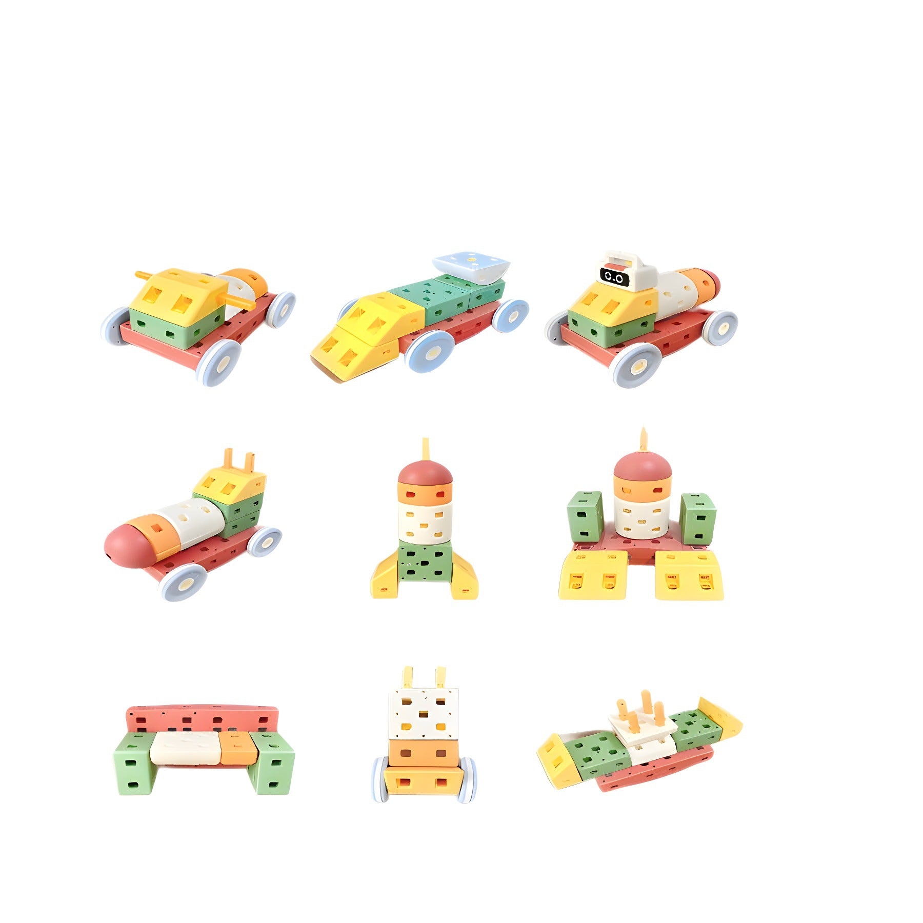 Qiaole bear building block toy new educational large particle building block 1-6 years old children boys and girls assemble toy car