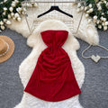 K-style sleeveless light mature styletube top waist dress women's summerhigh waistslimming look a-line skirt work clothingelegantaccessible luxury