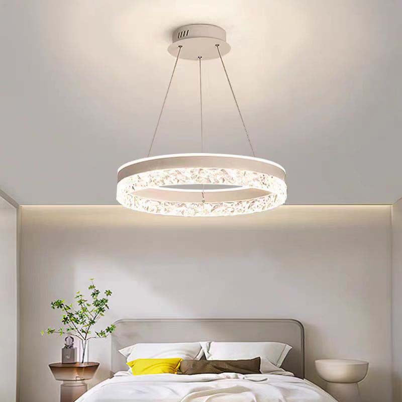 Modern nordic light luxury ring crystal chandelier - factory direct for living room, dining room, and bedroom