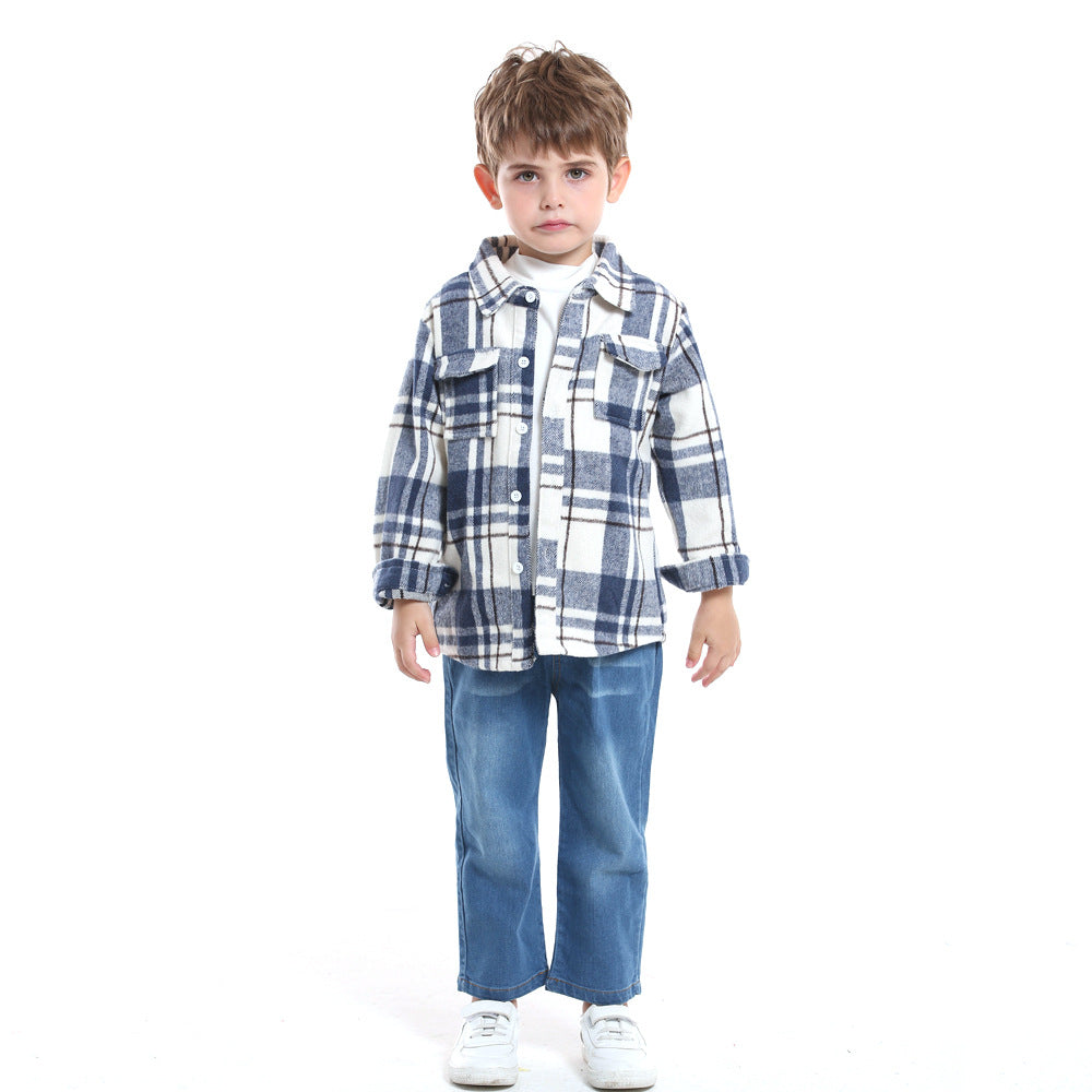 Export children's clothing boys multi-color patchwork plaid shirt long sleeves preppy style autumnew arrivalspring & fallkidstops