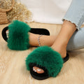 Fuzzy slippers women's outerwear 2025 new korean style ins trendy shoes autumn and winter one-strap thick sole cotton slippers autumn and winter collection