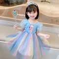 Girls' elsa princess dress - summer rainbow dress for kids - summer cotton elsa new style dress - korean style trendy baby dress