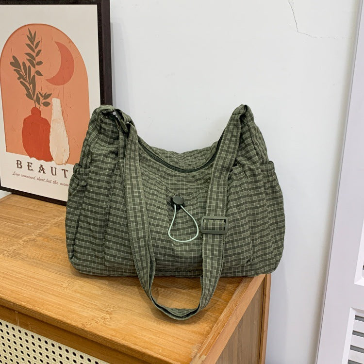 Large capacity bag women's fashionplaidnew arrivalk-stylecasual shoulder crossbody bag cloth bag work clothing dumpling bag