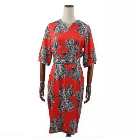 African clothing plus size women's leopard print dress slim fit bodycon midi dress with belt and ruffle sleeves