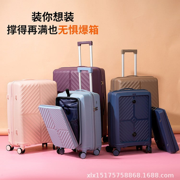 PP zipper box  set three sets of four trolley case sinking handle sinking lock color scheme explosion-proof rag factory wholesale