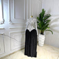 European and american cross-border women's winter  new arrival: long-sleeved stand collar slim-fit patchwork pleated maxi dress - elegant style