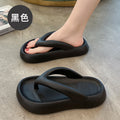 Eva new thick-soled flip-flops for women, summer hollow-out toe protection, soft sole, anti-slip, outdoor wear, ladies' thong sandals - wholesale