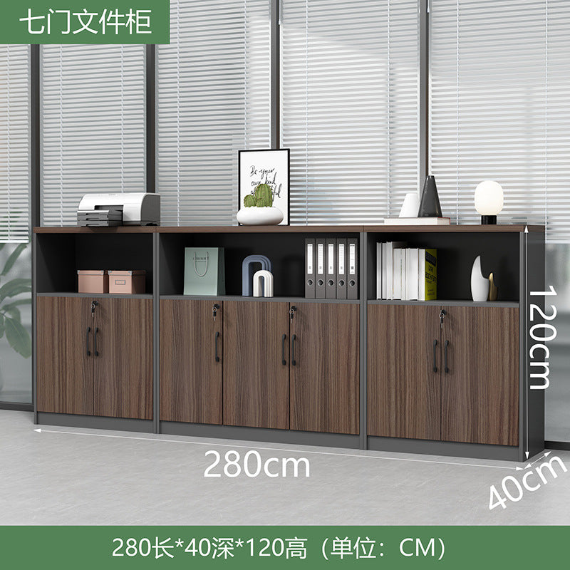 Office wooden filing cabinet - low profile, lockable, partitioned, document storage, open storage