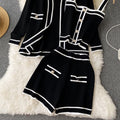 Xiaoxiangfeng autumn clothing 2022 new arrival women's suitlong sleevesknittingcardiganoutwear camisole wide legshorts