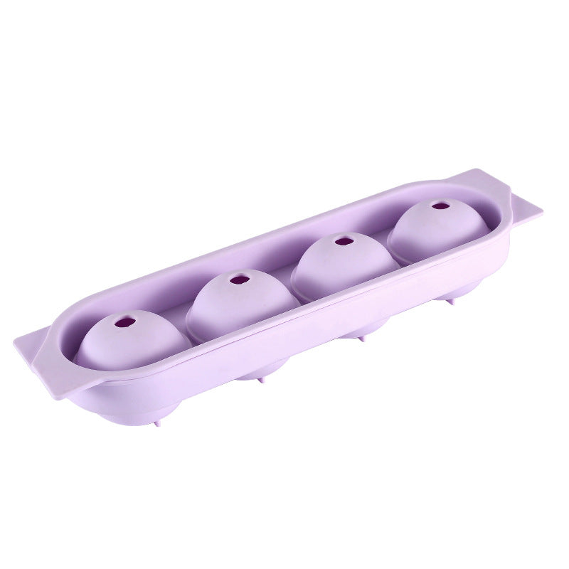 Four-sphere silicone ice cube tray with lid, round ice cube tray, silicone ice mold, round ice making box, creative ice maker