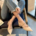 Stunning 2024 new women's sandals: chunky heel, french style, summer high heels, closed-toe shoes, pointed toe pumps, elegant women's footwear