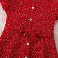girls' spring/summer new arrivals: -style, elegant, casual polka dot print, flutter sleeve, cinched waist dress