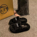 Thick sole heightened fur slippers women's outwear slippers thick sole 2024fall and winter new arrival wool stacked home stuffed slippers