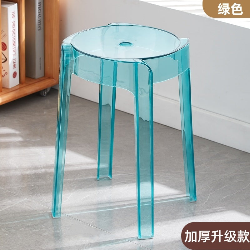 Minimalist chic stool - commercial grade, thickened, stackable, transparent round stool chair - acrylic chair, plastic stool for home use
