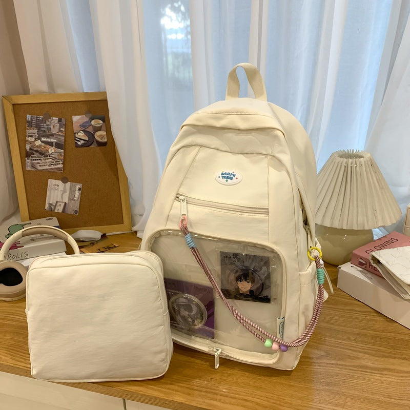 New arrivalstylish pain layer dual-purpose school bag large capacity pure color detachable pain bag primary school student middle school student backpack