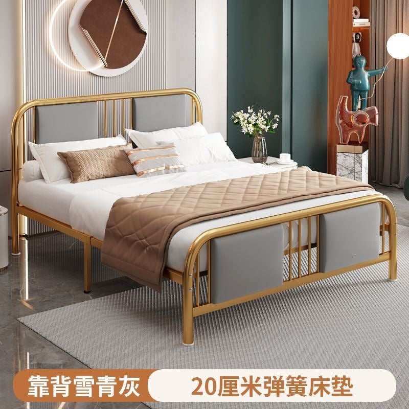 Iron bed double modern casual soft bed for home soft back bed apartment 1.35m b&b single iron bed