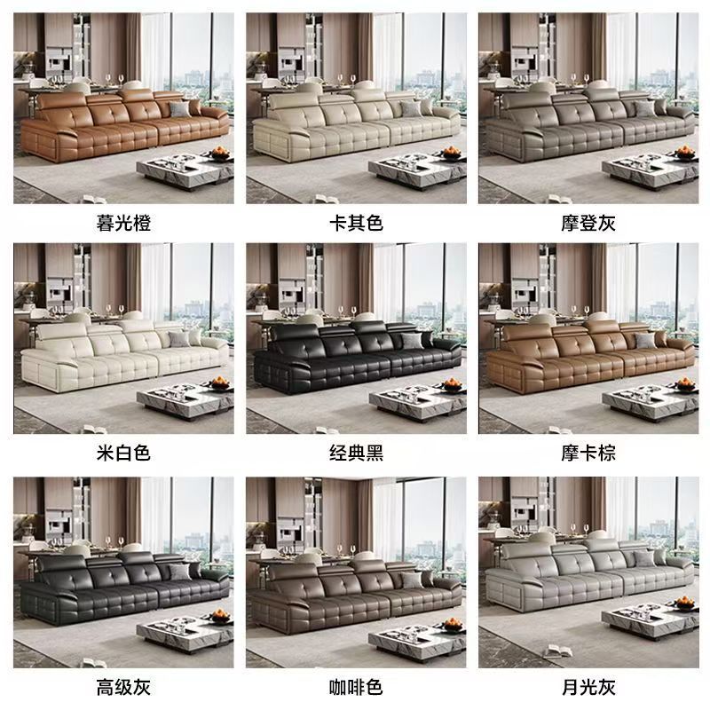 2025 new large apartment villa genuine leather sofa high back lawrence sofa italian light luxury genuine leather sofa