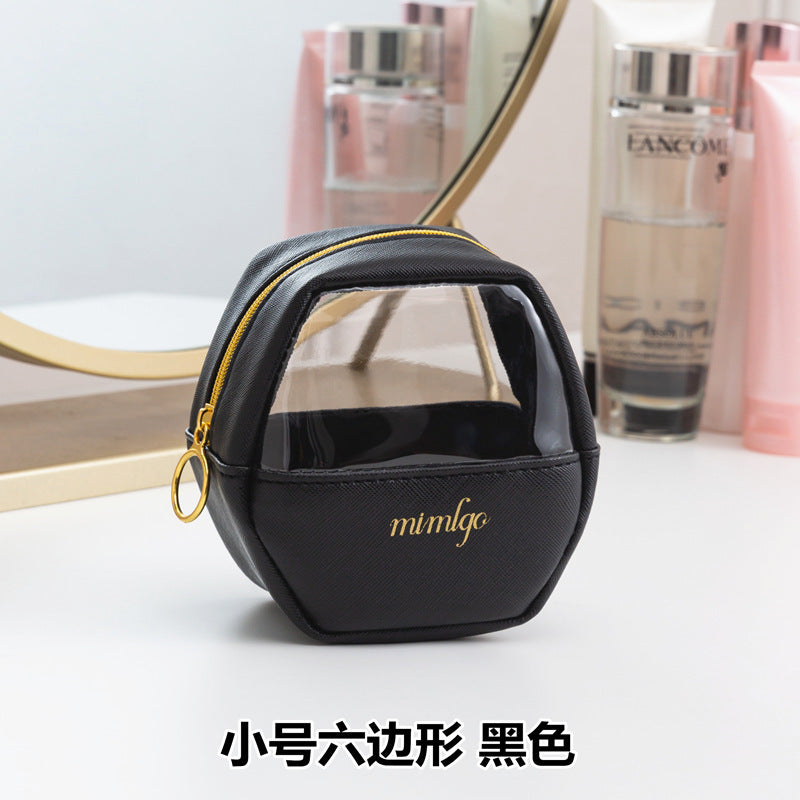 PU leather waterproof transparent makeup toilet bag set travel cosmetics sorting storage bag portable portable storage bag