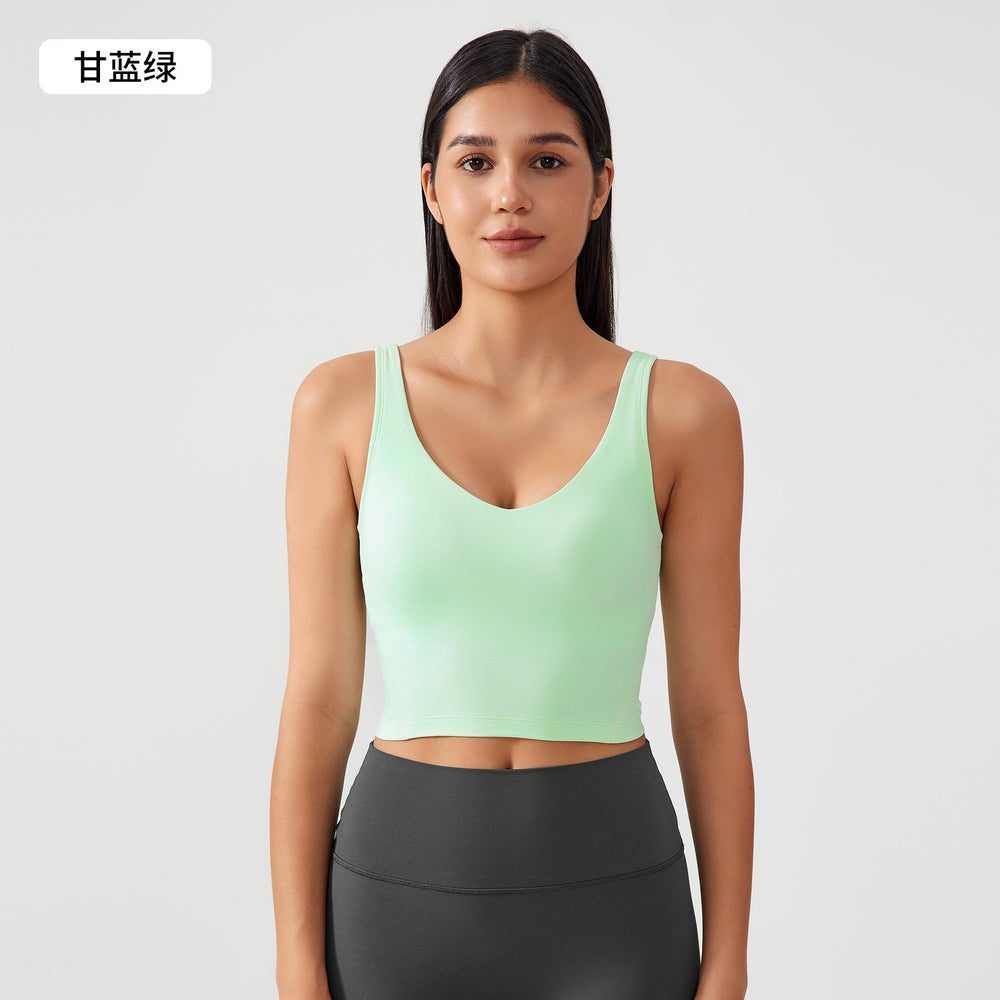 Fixed breast pad vest style sports bra naked shaping yoga intimatesu-shaped back fitness topsag001
