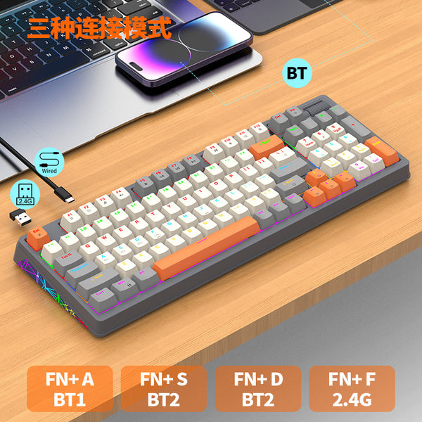 Dazzling Silver Fox K95 three-mode connection Bluetooth wireless mechanical keyboard desktop computer notebook luminous e-sports game