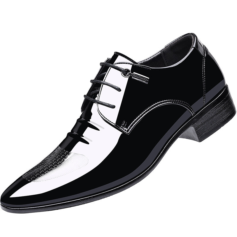 Men's business patent leather dress shoes - new autumn collection, pointed toe slip-on loafers, low-cut formal shoes in plus sizes