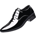 Men's business patent leather dress shoes - new autumn collection, pointed toe slip-on loafers, low-cut formal shoes in plus sizes