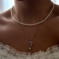 French style stacked pearl necklace wholesale european and american cross-border retro necklace accessible luxury high-end bow clavicle chain for women
