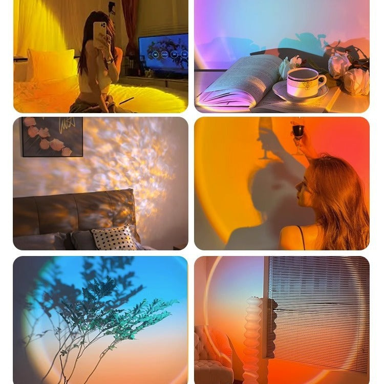 Water ripple ambient light Internet celebrity double head sunset lamp table lamp floor lamp living room live stream background sunset lamp