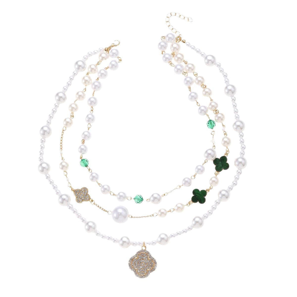 Wholesale faux pearl sweater necklace - cross-border vintage french style jewelry - light luxury, high-end, elegant diamond-studded pendant necklace for women