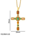 【titanium steel】cross-border fashionable colorful zircon cross necklace for women - high-end, light luxury sweater chain jewelry