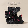 Durable girls' shoes: new  autumn/winter black kids' fleece-lined warm sneakers, girls' chunky sneakers, double-layer cotton shoes