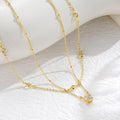 Exquisite half-double-layer single diamond titanium steel necklace for women elegantaccessible luxuryclassy stacking gold beads clavicle jewelry chain necklace