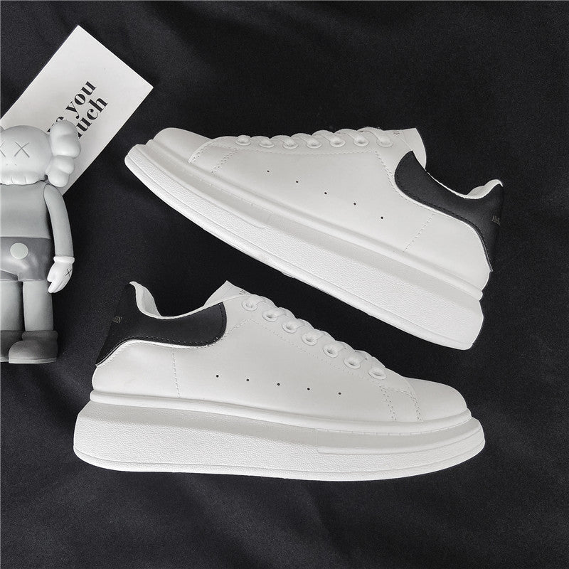 Mcqueen white shoes men's easiest for matchthick sole heightened casual sports shoes classic student board shoes popular style 8853