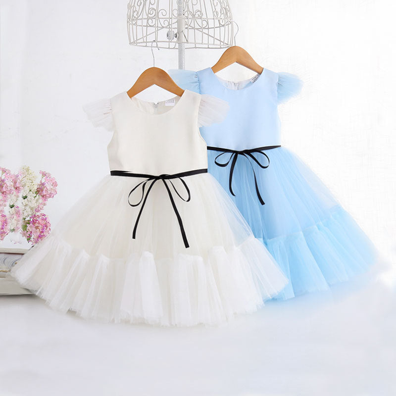 Amazon's new kids dress tutu cake skirt princess skirt female flower girl first birthday baby dress