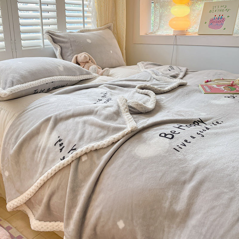 Winter flannel blanket thickened warm coral fleece blanket milk fleece nap blanket office blanket wholesale