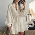 european and american export women's clothing: new summer skirt - fashionable and elegant v-neck tie-waist mini dress