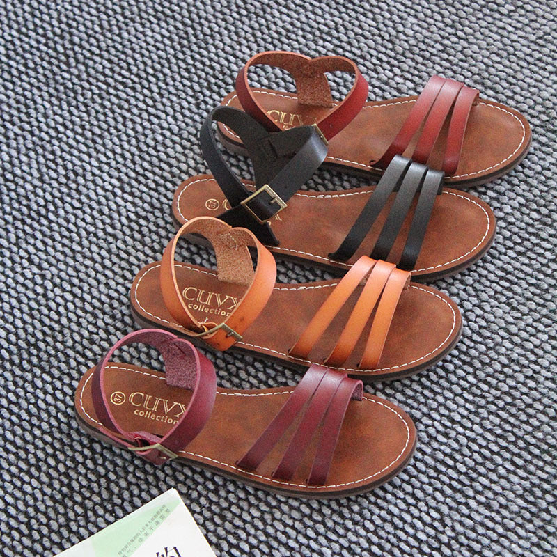 Foreign Trade Chaozhou Women's Shoes Flat Sandals Summer Beach Shoes Non-slip Comfortable One-word Belt Shoes Ladies Sandals