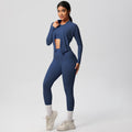High-waisted, form-fitting, pocketed yoga set with a cropped, long-sleeved, cloud-feel, quick-drying running and fitness activewear three-piece set