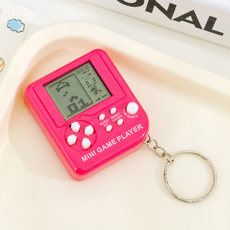 Pocket tetris game console - creative mini electronic game console keychain - nostalgic stress relief toy
