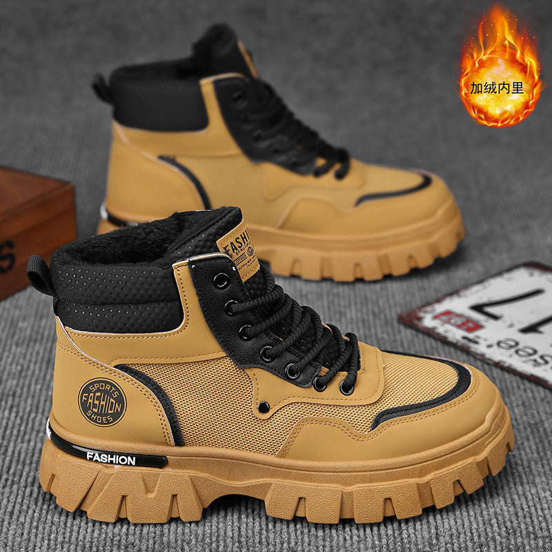 Winter men's shoes 2025 new men's martin boots fleece-linedheattechtrendyeasiest for matchworkwear shoesnon-slipabrasion resistant men's boots
