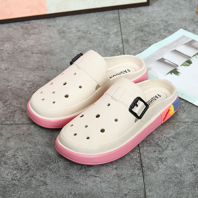 Women's anti-odor height increasing platform clogs - summer fashion outdoor beach shoes with detachable diy accessories and waterproof design