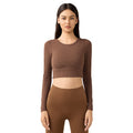 Women's yoga top with built-in bra pads, running & fitness cropped stretch top, new slim-fit long sleeve activewear - daw197