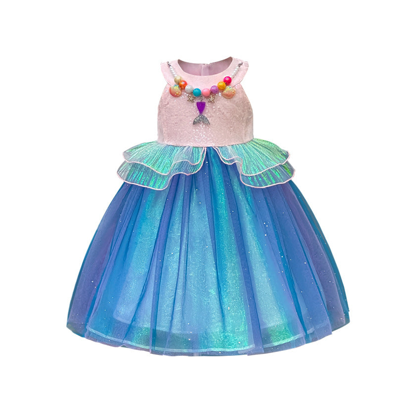 Girls' mermaid princess dress -  summer collection - sequin fishtail birthday party dress