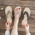 Women's summer non-slip flat sandals - floral flip-flops for outdoor wear, trendy thong sandals, anti-slip beach sandals for vacation