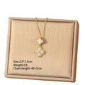 【titanium steel】trendy & chic copper inlaid zircon four-leaf clover necklace - women's high-end, lightweight luxury, tarnish-resistant choker jewelry
