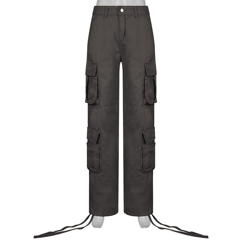 fashion  new arrivalfall and winter women's american street hip-hop style denim workwearpantscasual pants trendy