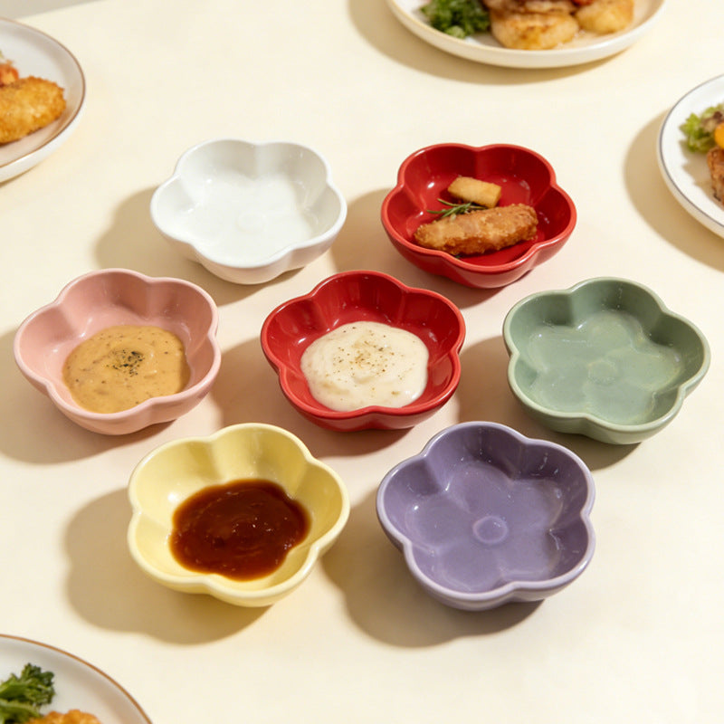 Ins cream style multi-color creative plate for home hot pot dipping dish side dish pickles vinegar plate ceramic flavor plate wholesale