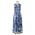 new women's printed maxi dress - fashionable, sexy, high-slit, flowy bohemian style with belt