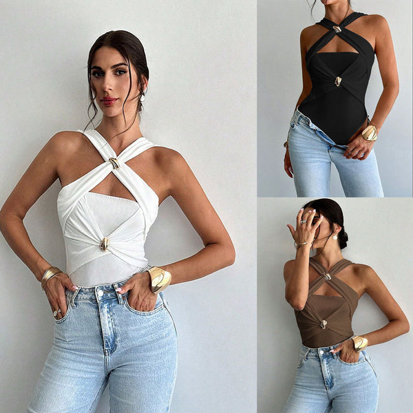 European, American and Korean versions of elegant style jumpsuits 2025 spring and summer new waist and thin three-point tapered pants