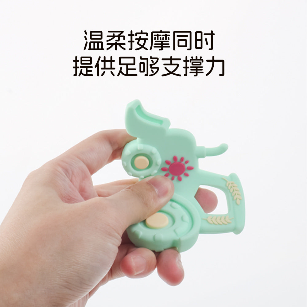 Food grade silicone toothpaste manufacturer new product bulldozer biting glue baby molar chewers toys baby molar stick